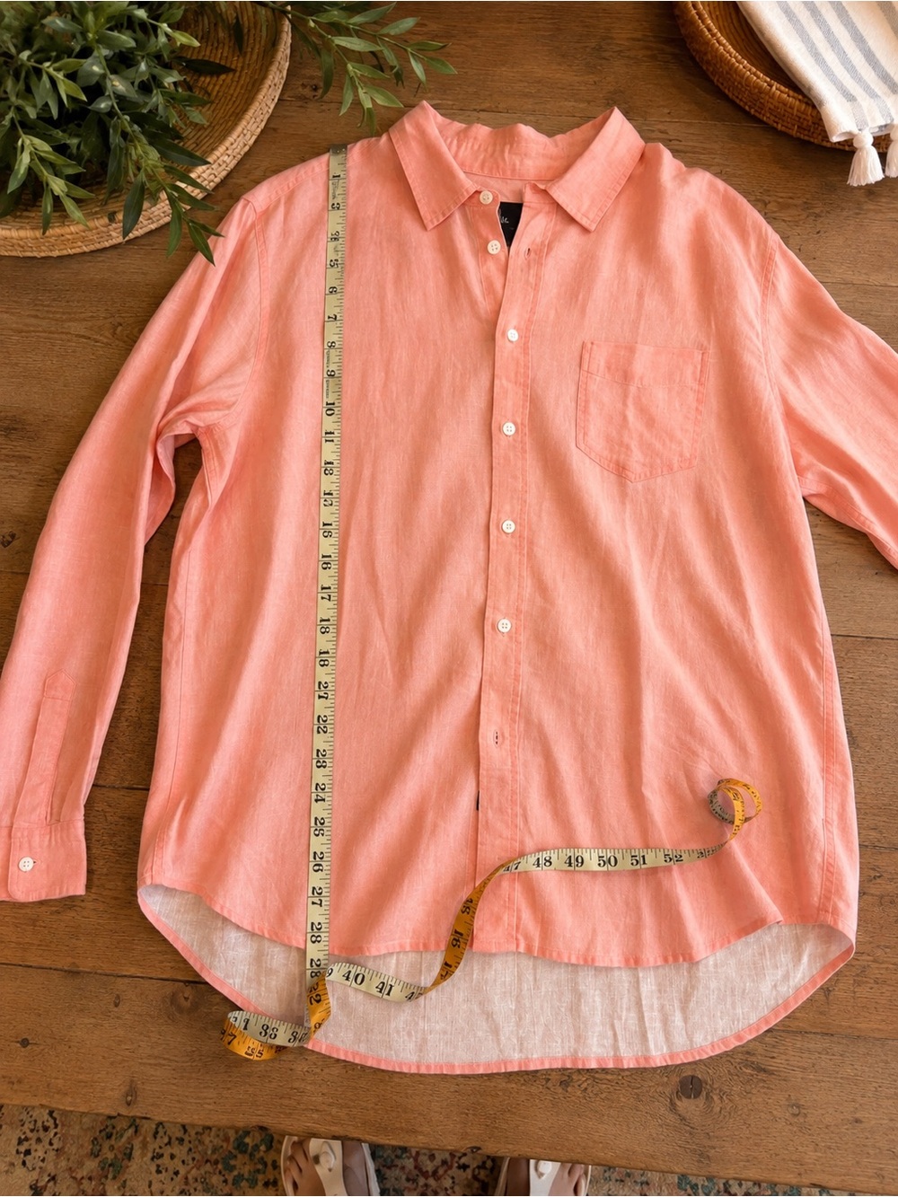 NWT Rails Mykonos Agate Linen Rayon Shirt Coral Pink Men’s Large MSRP $148 - Picture 9 of 11